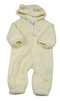 Krémová huňatá podšitá kombinéza s nápisem a kapucí Primark