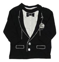 Černé triko se sakem a motýlkem H&M 