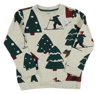 Nové - Světlešedá melírovaná mikina se stromky F&F