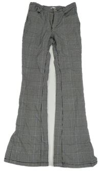 Černo-bílé kostkované flare kalhoty H&M