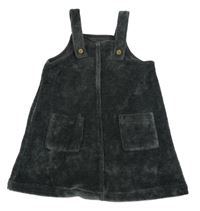 Tmavošedé žebrované sametové laclové šaty George