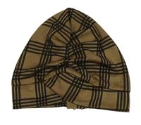 Hnědo-černá kostkovaná čepice s uzlem