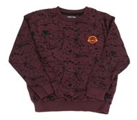 Vínová skvrnitá mikina se sluchátky Next