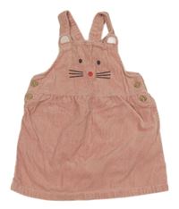 Růžové manšestrové laclové šaty s myškou Lupilu