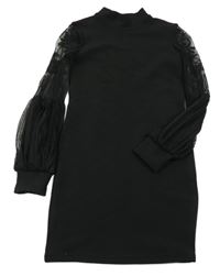 Černé šaty s krajkovými rukávy Shein