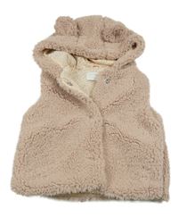 Starorůžová huňatá podšitá vesta s kapucí Jeff&Co