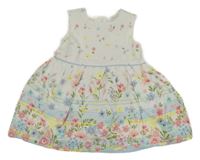 Bílé květované plátěné šaty Primark