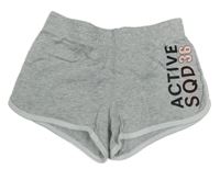 Šedé melírované bavlněné kraťasy s nápisem H&M