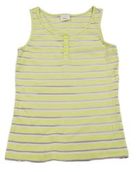 Žluto-levandulovo-bílý pruhovaný žebrovaný top s knoflíky S. Oliver