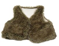 Hnědá kožešinová podšitá vesta