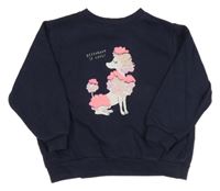 Tmavomodrá mikina s pudlem s překlápěcími flitry H&M