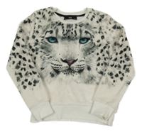 Smetanová chlupatá mikina s levhartem C&A