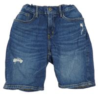 Modré riflové slim fit kraťasy s prošoupáním H&M