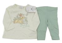 Nové - 2set - Smetanové triko s Bambim a Thumperem + světlezelené legíny Disney