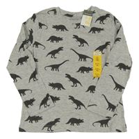 Nové - Šedé melírované triko s dinosaury Primark