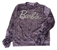 Fialová sametová lehká mikina s třpytivým nápisem - Barbie