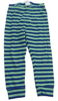 Zeleno-modré pruhované žebrované pyžamové kalhoty H&M