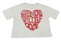 Bílé crop tričko s červeným srdcem Zara