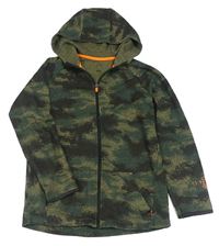 Khaki-černá vzorovaná propínací mikina s kapucí F&F