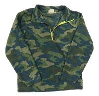 Khaki-tmavomodrá army fleecová funkční mikina Mountain Warehouse