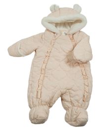 Světlerůžová šusťáková zimní kombinéza s kapucí C&A