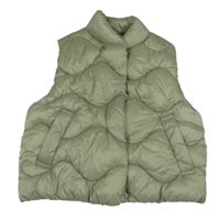 Khaki šusťáková prošívaná zateplená vesta Zara