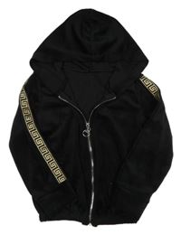 Černá sametová propínací mikina s akpucí 