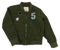 Tmavozelená šusťáková zateplená bunda s číslem Primark