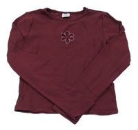 Vínové žebrované crop triko Page one young