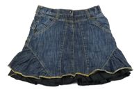 Tmavomodrá riflová podšitá sukně s kapsami 