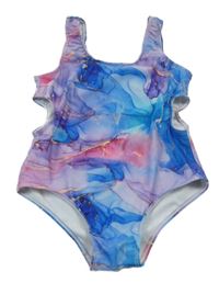 Fialovo-modré vzorované jednodílné plavky shein