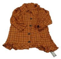 Nové - hnědo-černé kostkované propínací šaty s límečkem dunnes