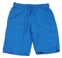 Modro-černé vzorované plážové kraťasy 