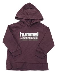 Švestková lehká mikina s logem a kapucí hummel