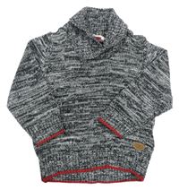 Tmavomodro-šedý melírovaný svetr H&M
