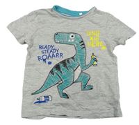 Šedé melírované tričko s dinosaurem C&A