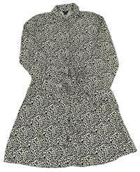 Béžovo-černé košilové propínací šaty s leopardím vzorem River Island