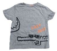 Šedé melírované tričko s krokodýlem F&F
