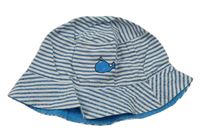 Bílo-modrý pruhovaný letní klobouk s velrybou zn. Pep&Co