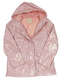 Růžová třpytivá nepromokavá podzimní bunda s kapucí zn. Primark