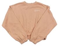 Růžová crop mikina s nápisem H&M
