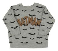 Šedá melírovaná mikina s nápisem Batman