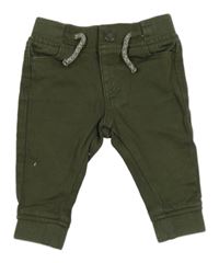 Khaki teplákové cuff rifle s úpletovým pasem Zara