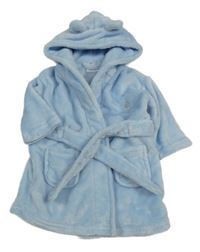 Světlemodrý plyšový župan se slonem a kapucí 