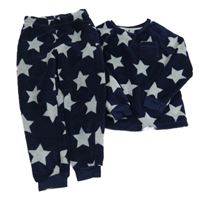 Tmavomodro-šedé plyšové pyžamo s hvězdami George