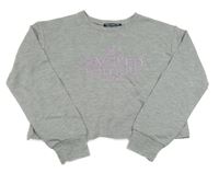 Šedá crop lehká mikina s nápisem Select 