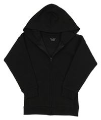 Černá žebrovaná propínací mikina s kapucí Primark