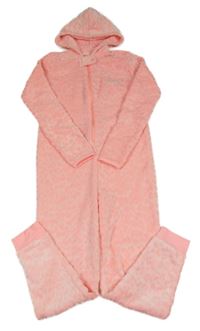 Neonově růžová plyšová kombinéza s leopardím vzorem a kapucí Y.F.K.