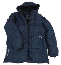 Tmavomodrá šusťáková zimní bunda s kapucí M&S