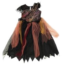 Kostým - Černo-růžové šaty s tylovými prvky a šerpou George